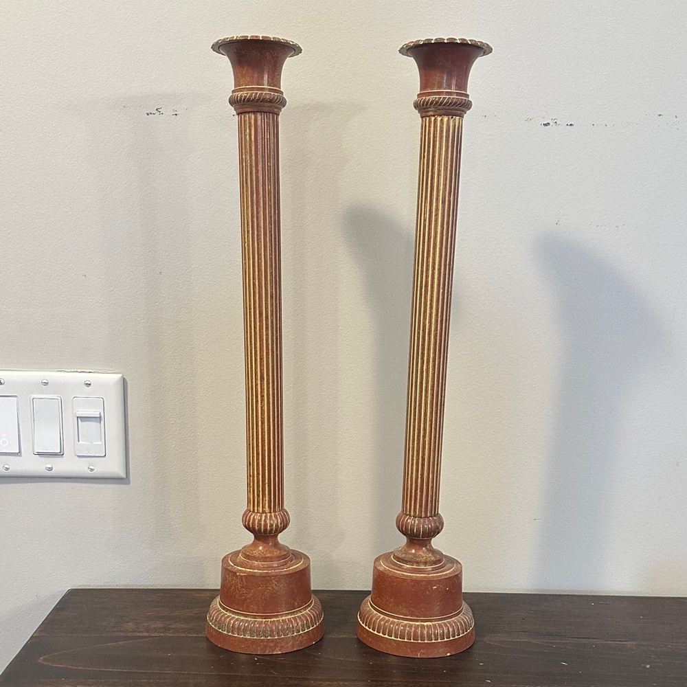 Pier 1.  Rustic Brown Candle Holders